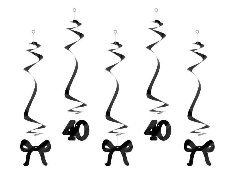 Koristeriipukset 40-vuotisjuhliin ruseteilla – musta – 50 cm