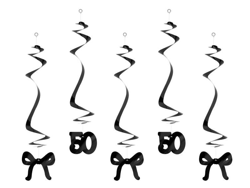 Koristeriipukset 50-vuotisjuhliin ruseteilla – musta – 50 cm