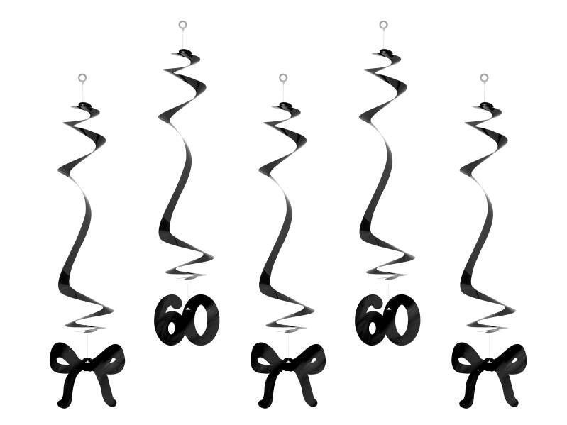 Koristeriipukset 60-vuotisjuhliin ruseteilla – musta – 50 cm
