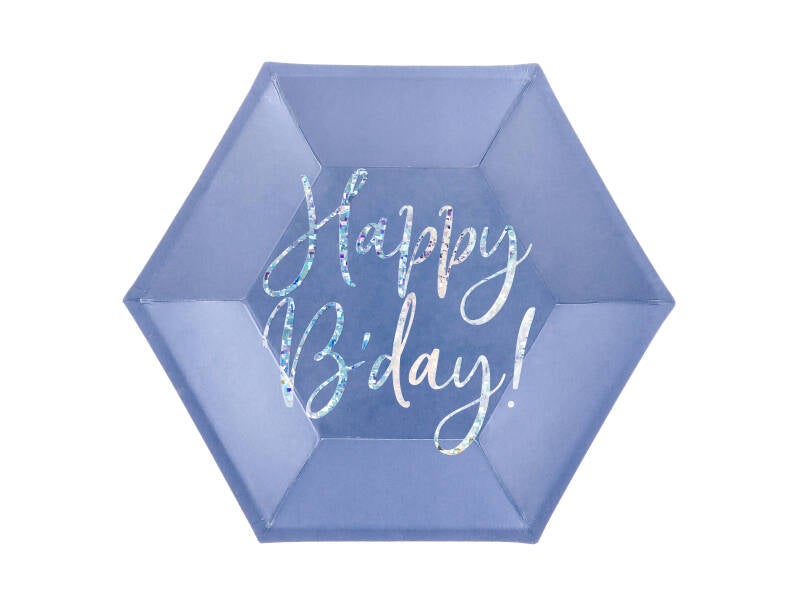Lautaset Happy B'day! tummansininen 20 cm – 6 kpl