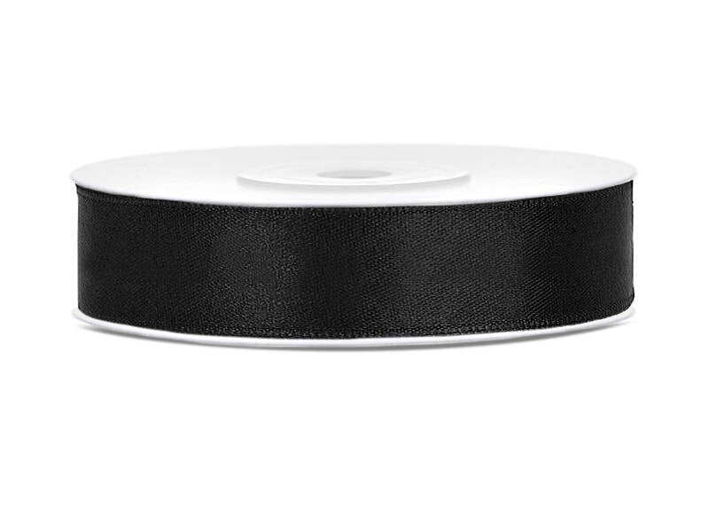 Satiininauha – Musta – 12 mm × 25 m