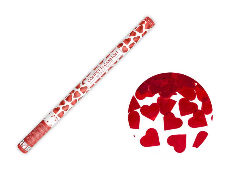Konfettitykki sydämillä – punainen – 80 cm