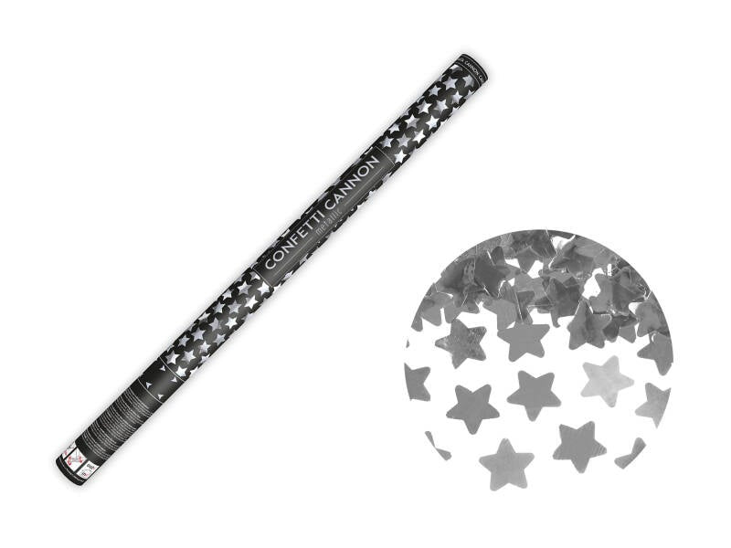 Konfettitykki tähdillä – hopea 80cm