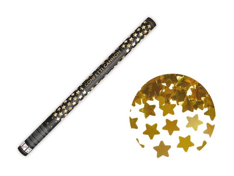 Konfettitykki tähdillä – kulta – 80 cm
