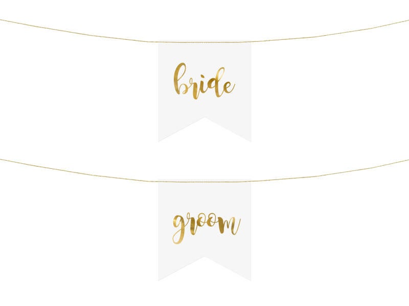 Tuolikyltit Bride & Groom – kultainen